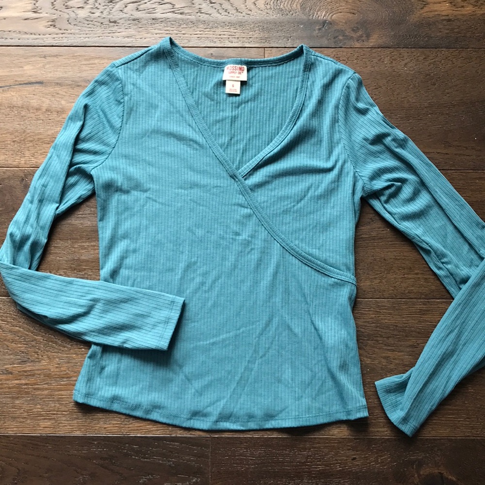 Missimo Teal Ribbed fitted stretch tee
